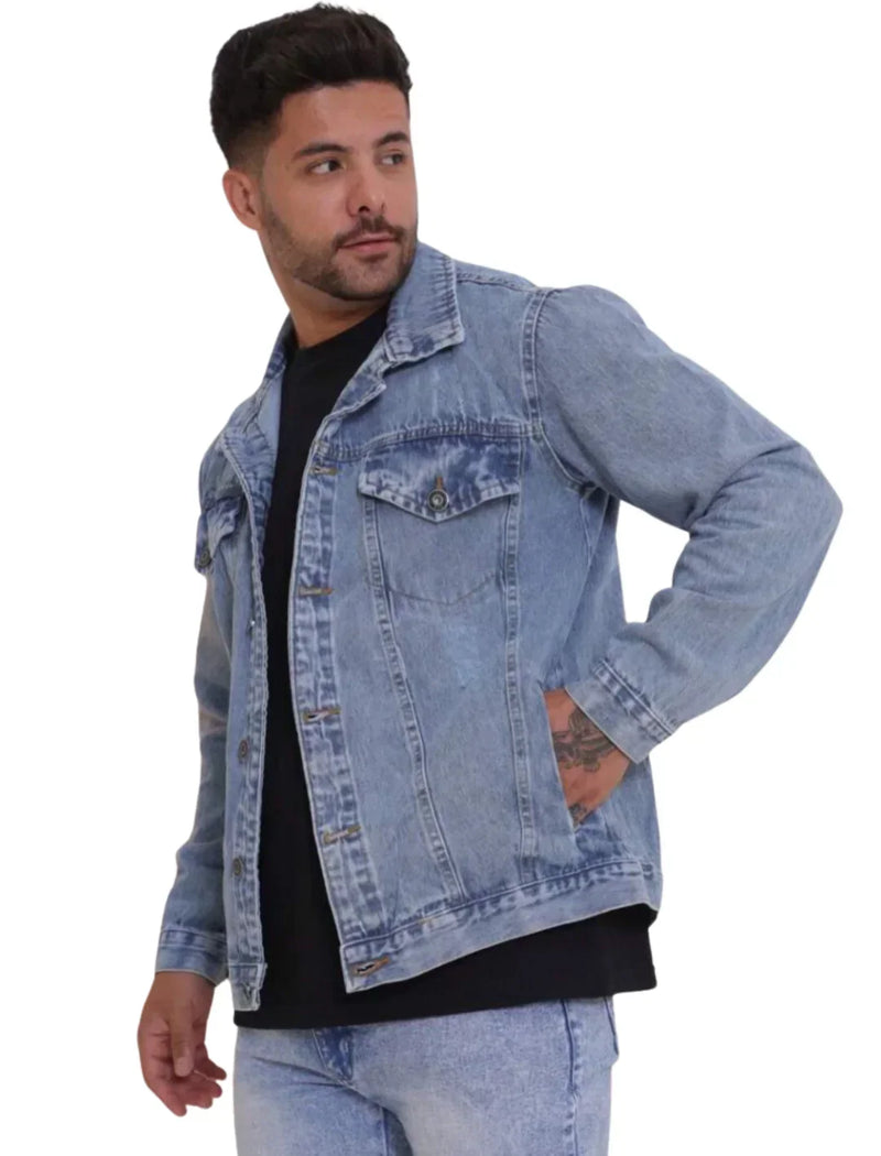 Jaqueta Jeans Masculina com Bolsos