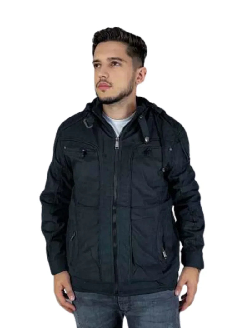 Jaqueta Masculina Capuz Removível Forro de Pelúcia Inverno