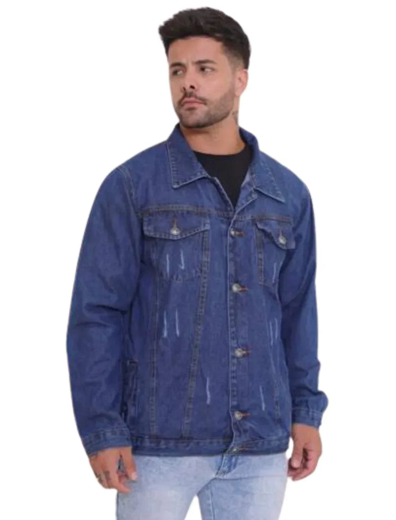 Jaqueta Jeans Masculina com Bolsos