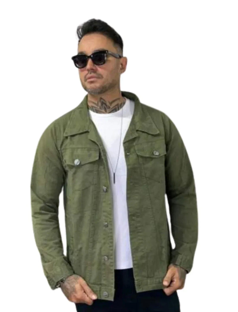 Jaqueta Jeans Masculina com Bolsos