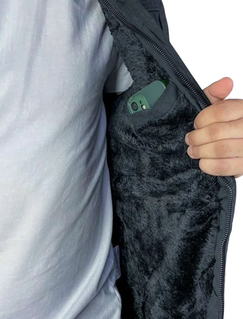 Jaqueta Masculina Capuz Removível Forro de Pelúcia Inverno
