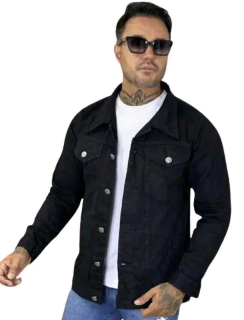 Jaqueta Jeans Masculina com Bolsos